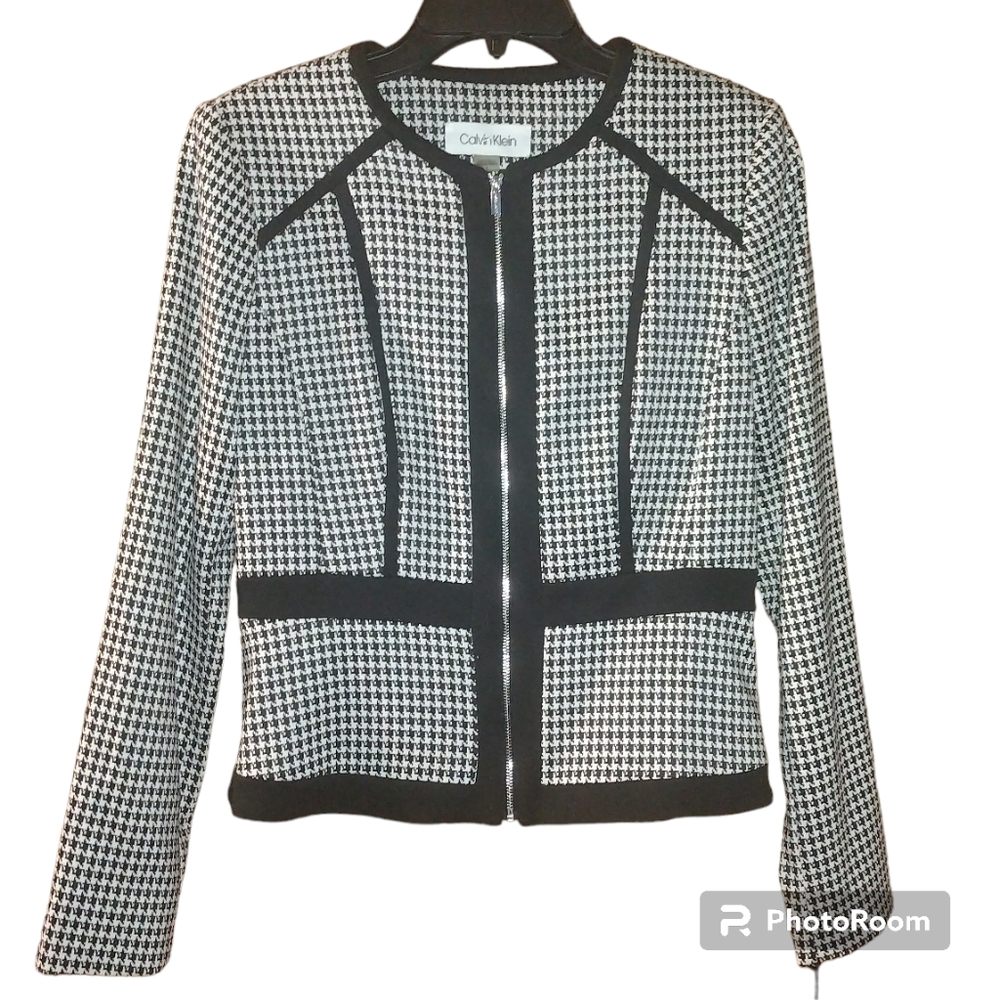 Calvin Klein NWT Suit Jacket Houndstooth with Stretch Size 4